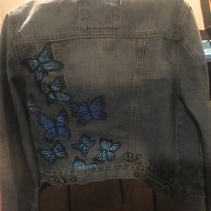Custom painted Butterfly jean jacket